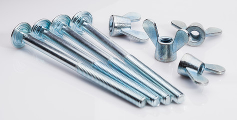 Group of screw-bolts on white background.