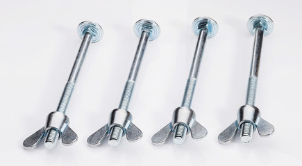 Group of screw-bolts on white background.
