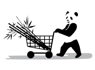 Fototapeta premium Panda in supermarket