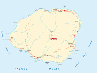 kauai road map - obrazy, fototapety, plakaty