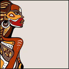 Profile of beautiful African woman. - 87470645