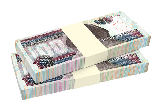Egyptian pounds isolated on white background. Computer generated 3D photo rendering.