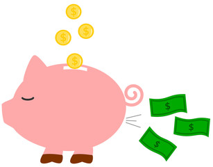 funny humor cartoon piggy money bank concept vector illustration