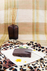 Coffee break with brownies.