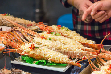 Fresh garlic shrimp for grill