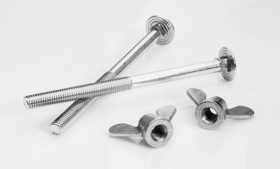 Group of screw-bolts on white background.