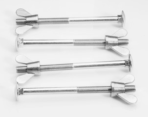 Group of screw-bolts on white background.