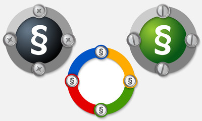 Set of three colored frames and paragraph