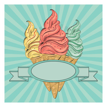 Ice Cream vintage card dessing with space for text