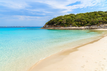 Beautiful sandy Petit Sperone beach with turquoise sea water, Corsica island, France