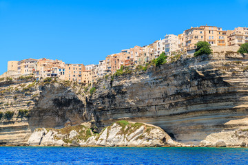 Fototapeta na wymiar Bonifacio old town built on top of a cliff, Corsica island, France
