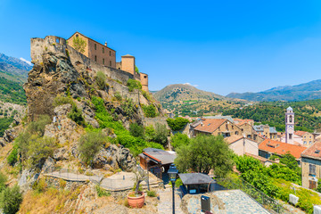 Citadel built on top of a hill in Corte town, Corsica island, France