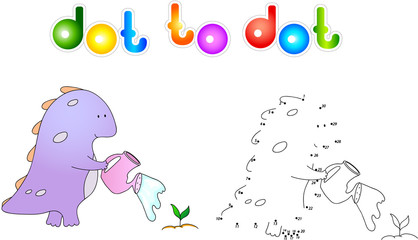 Cute and friendly alien watering plant on his planet. Connect do