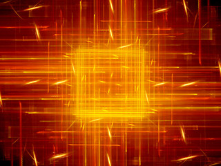 Fiery glowing square with lines new technology
