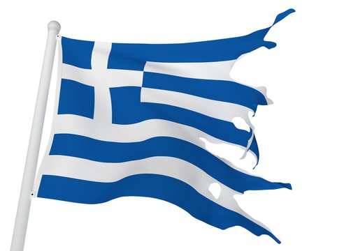 zerstörte Griechenland-Flagge