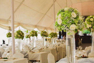 wedding set up in garden inside beach