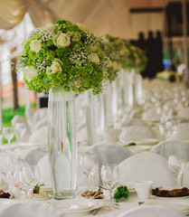 wedding set up in garden inside beach