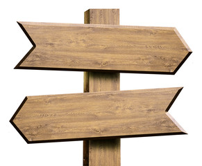 Wooden sign over white backgrounds