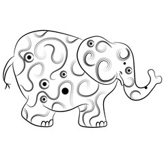 Simple Elephant Outline Zentangle Style