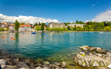 View of embankment in Lausanne - Switzerland