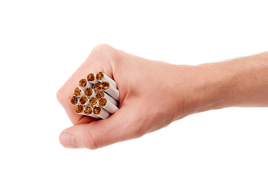 male hand with cigarettes