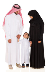 young islamic family on white