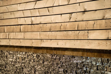 Wood and stone decorative wall.