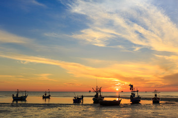 Sunrise at Hua Hin beach in Thailand