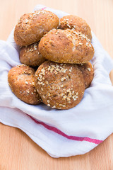 Freshly baked the whole grain bread roolls.