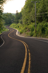 Fototapeta na wymiar Multiple Curves in a Road Through the Forest