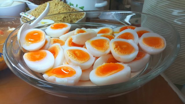 Half boiled eggs