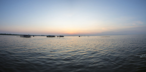 Panoramic view of the sunset on the Lake Maracaibo, Venezuela