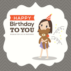 Happy birthday card with kid cartoon