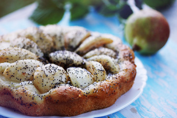 homemade cake with pears