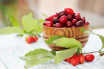 dogwood in a wooden bowl