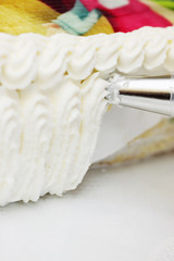 cream from a pastry bag