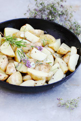 potatoes on a baking sheet
