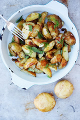 fried potatoes, top view