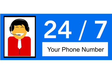 sign of man 24 hour Call Center
