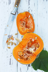 pumpkin on a white table