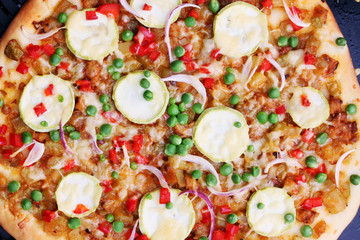 Vegetarian pizza, top view