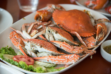 closed up the streamed crab in restaurant