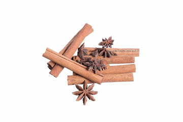 Spices and herbs isolated on white background.