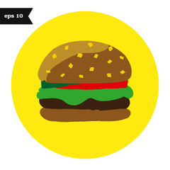Hamburger icon on red circle. Vector design.