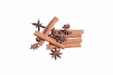 Spices and herbs isolated on white background.