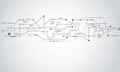 Vector illustration Abstract futuristic. Eyeball with circuit line and wavelength, high computer technology concept. Blue color in space background for your design