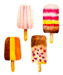set of vectorized watercolor ice cream