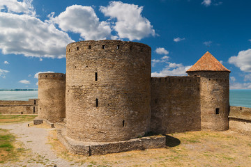 Fototapeta na wymiar Ancient fortress in Belgorod Dniester. Three towers