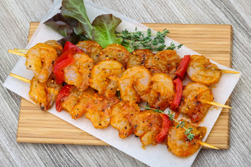Raw prawn skewer