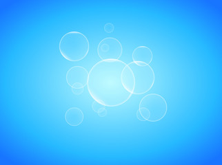 Transparent soap bubbles on blue background photo realistic vector